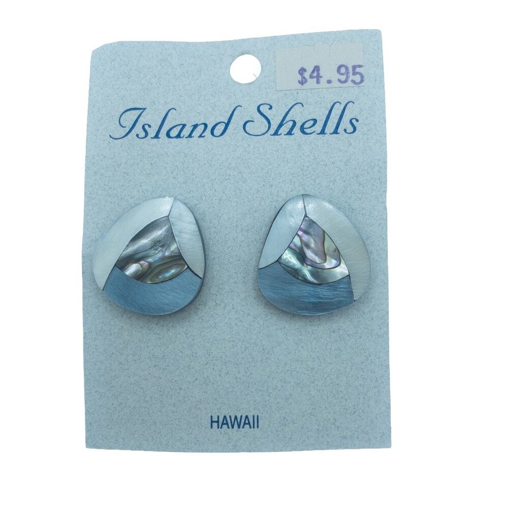 Abalone Shell Triangle Earrings Hawaiian Mother of Pearl Geometric